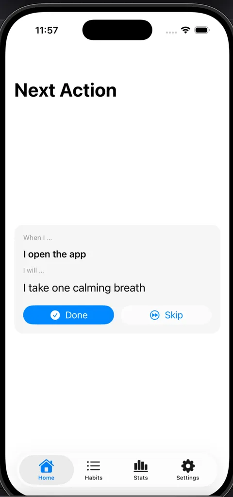 A raw, unedited MicroHabit Lab screenshot before generation