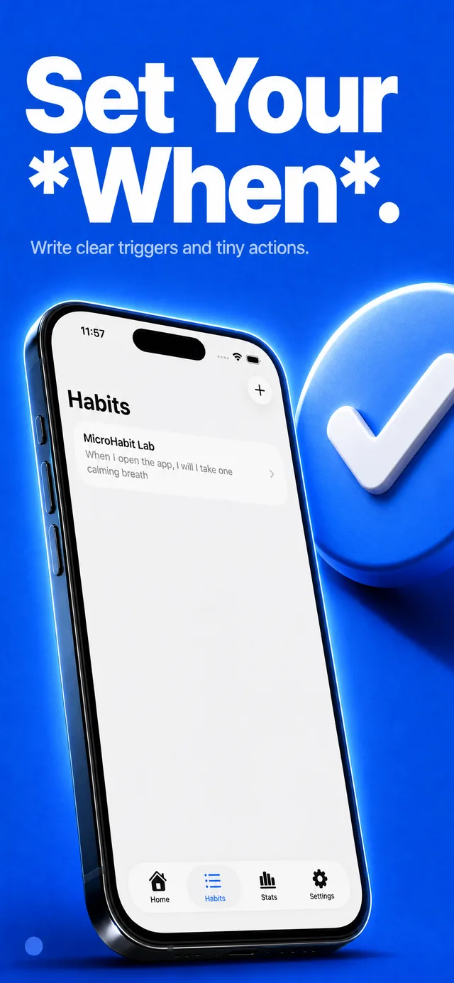 MicroHabit Lab feature slide in the Bold style